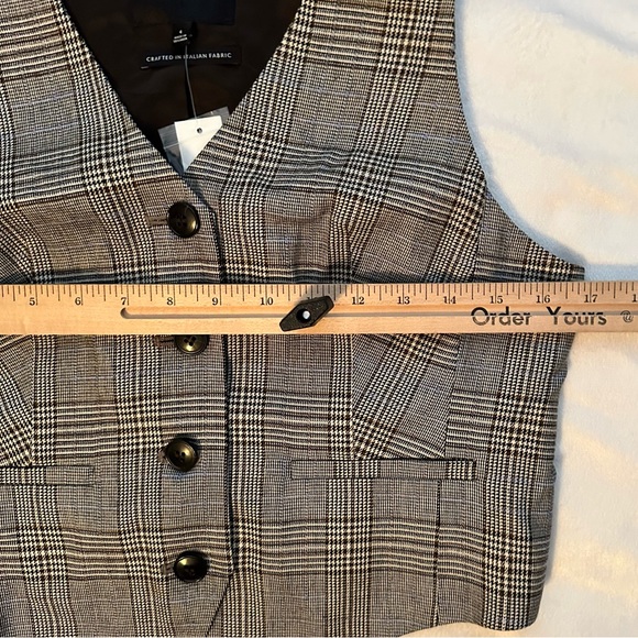 Madewell Italian Fabric Houndstooth Plaid Waisted Vest Women’s 4 NWT black white - Picture 4 of 8